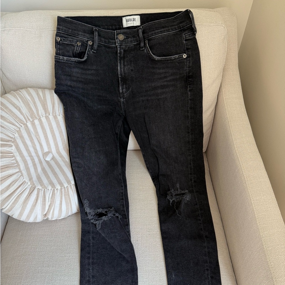 Agolde Black Distressed Skinny Jeans